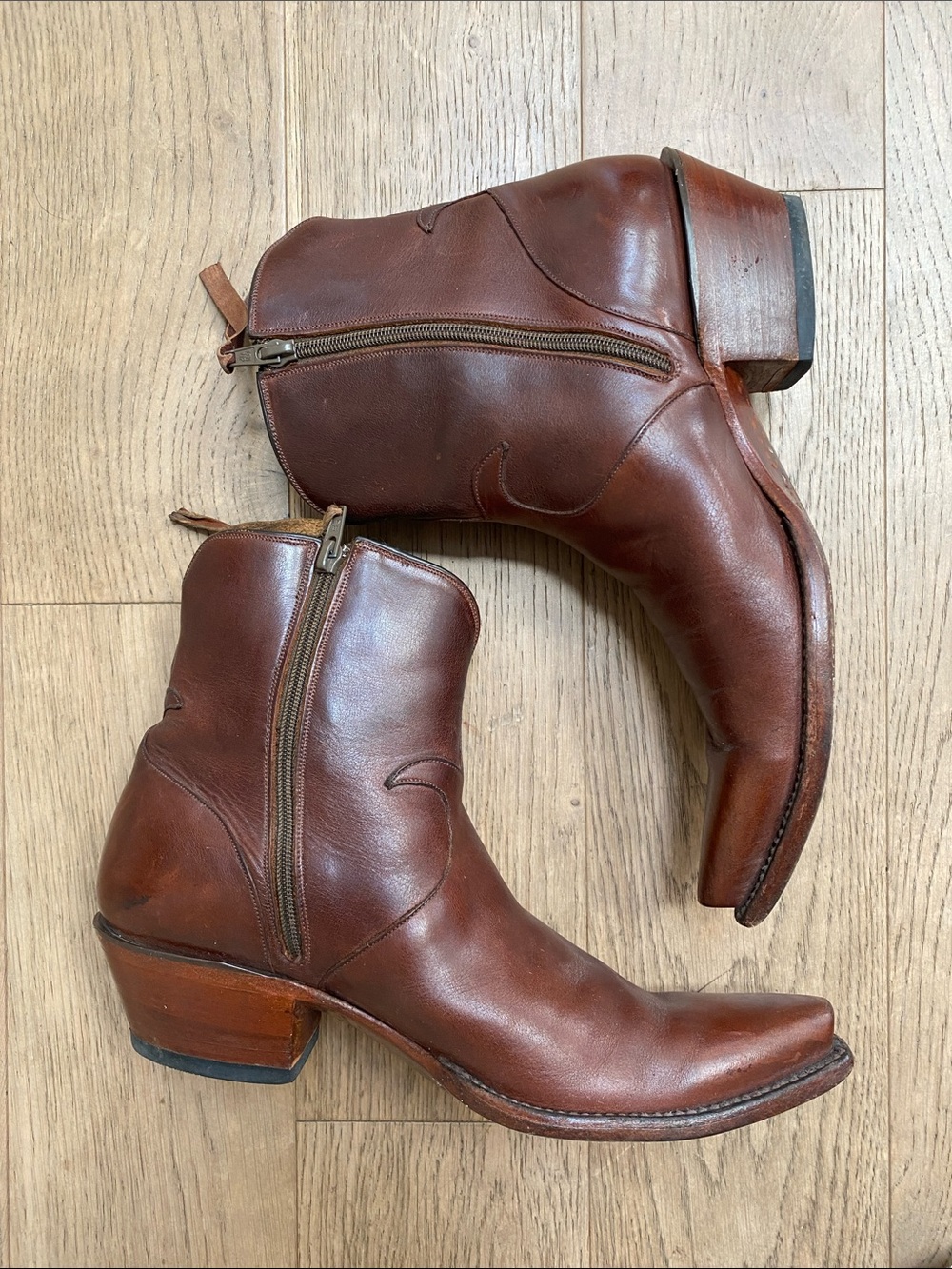 Lucchese Men's Brown Leather Western Ankle Boots Size 8.5 EUC